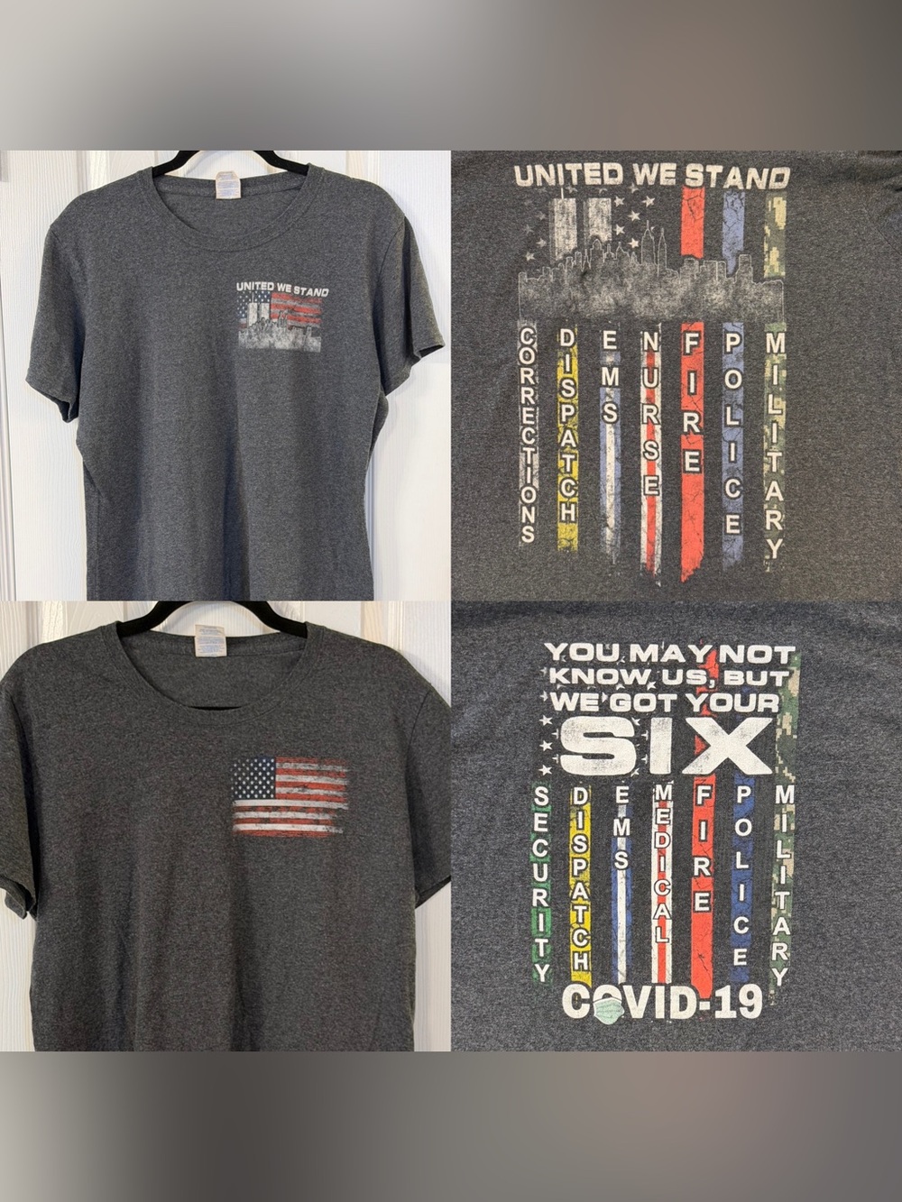 2pc Port & Company First Responder United We Stand Graphic Tee Lot L